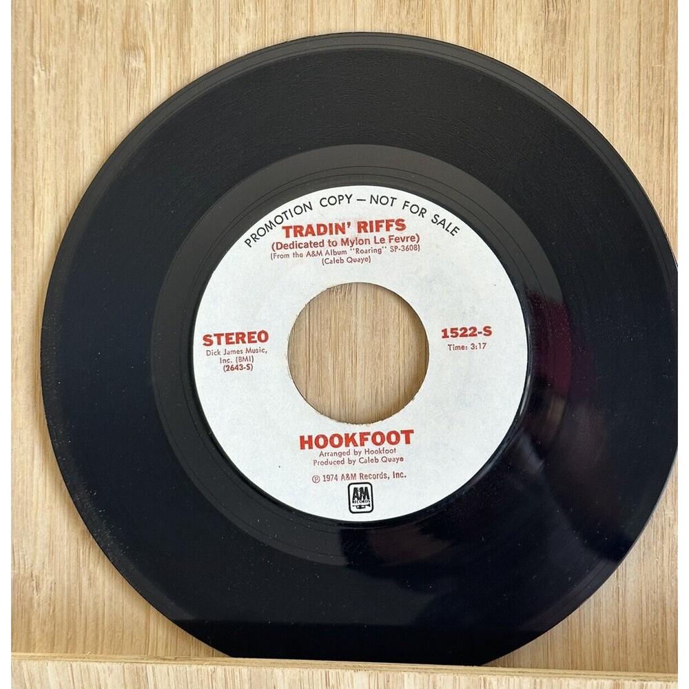 Hookfoot Trading’ Riffs 45 Rpm 7” Promo A&M Records 1974 Jukebox 1522(s) Vg+